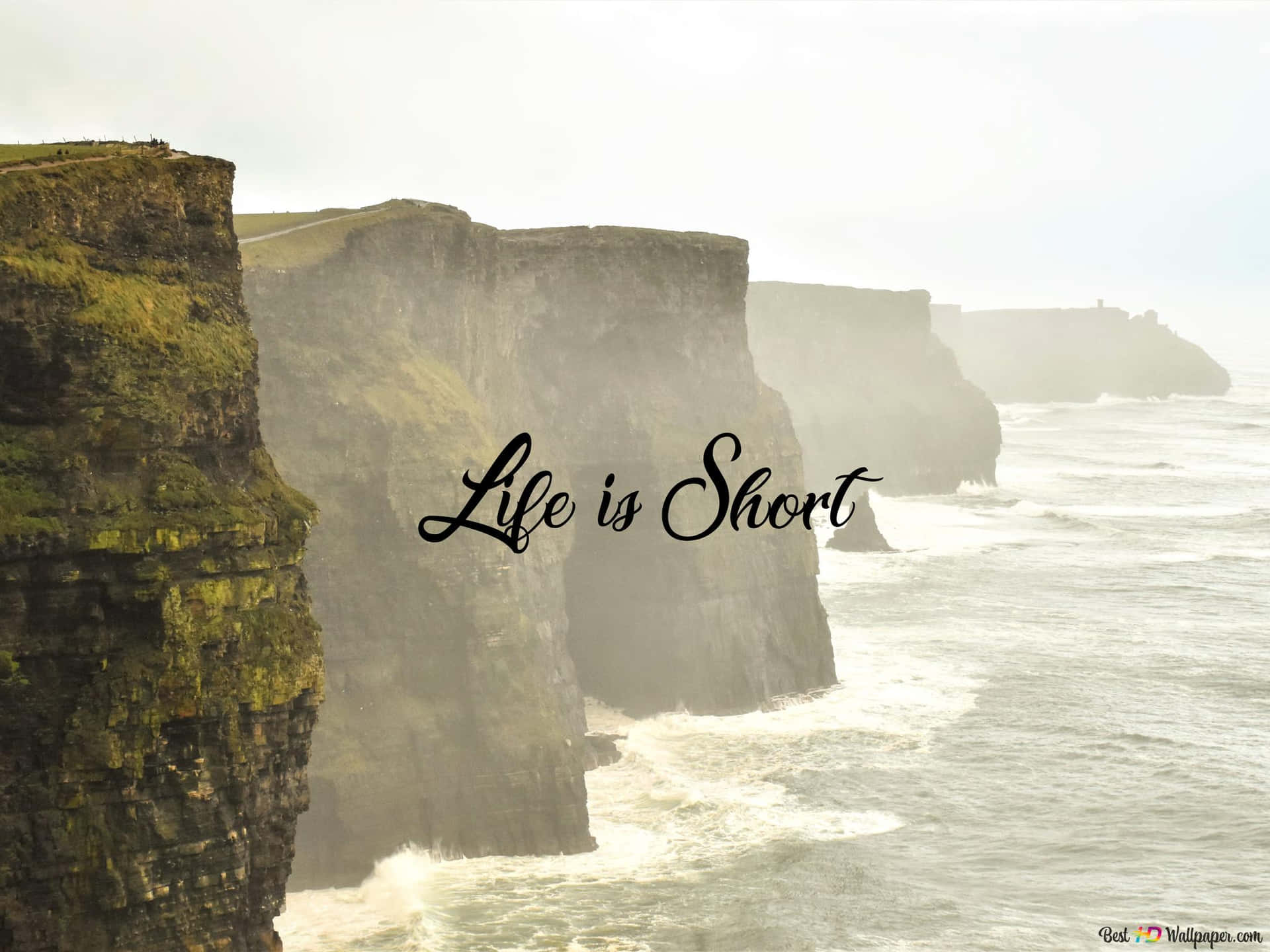 Ocean Cliff Quote Graphics About Brief Life Wallpaper