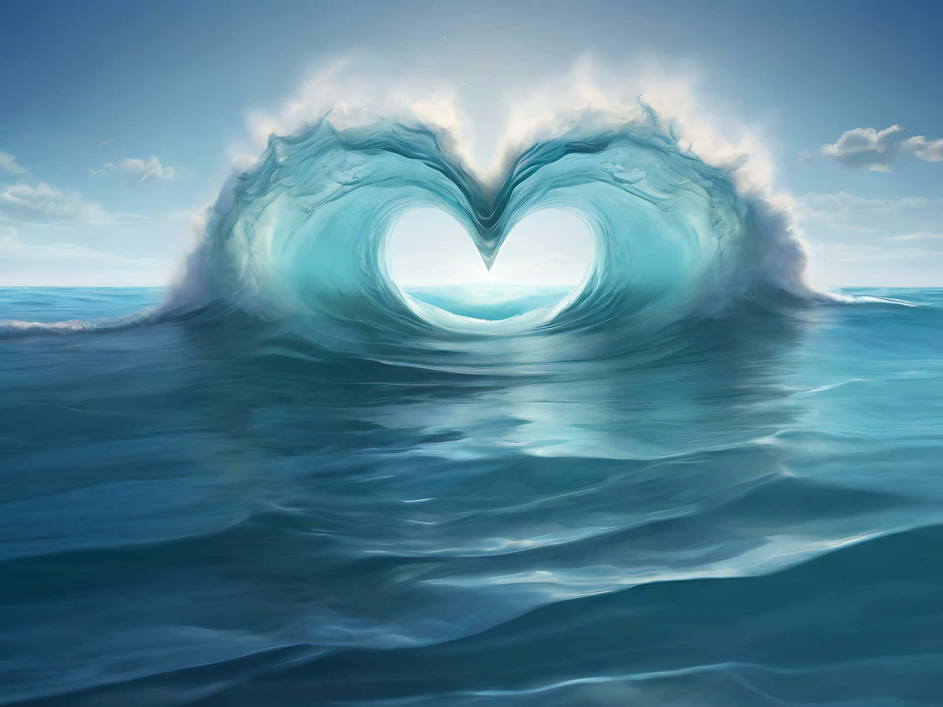 Ocean Heart Wave Art Wallpaper