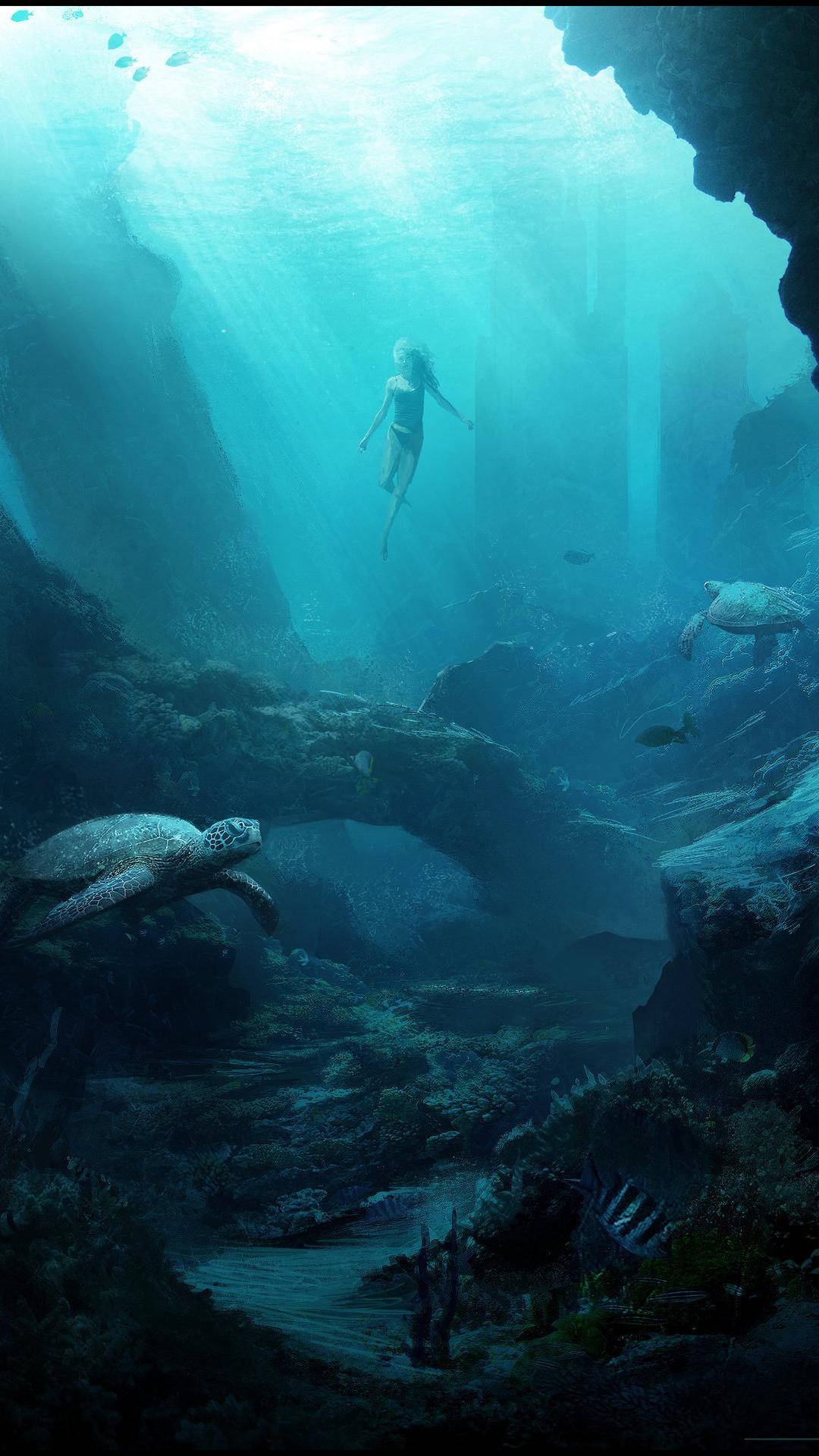 Ocean Iphone Svømmende skildpadder Wallpaper