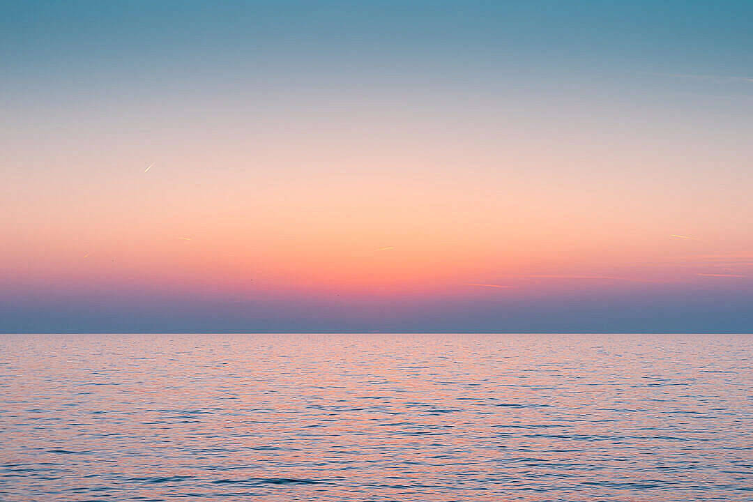 Ocean Meeting The Horizon Sunrise Nature Wallpaper