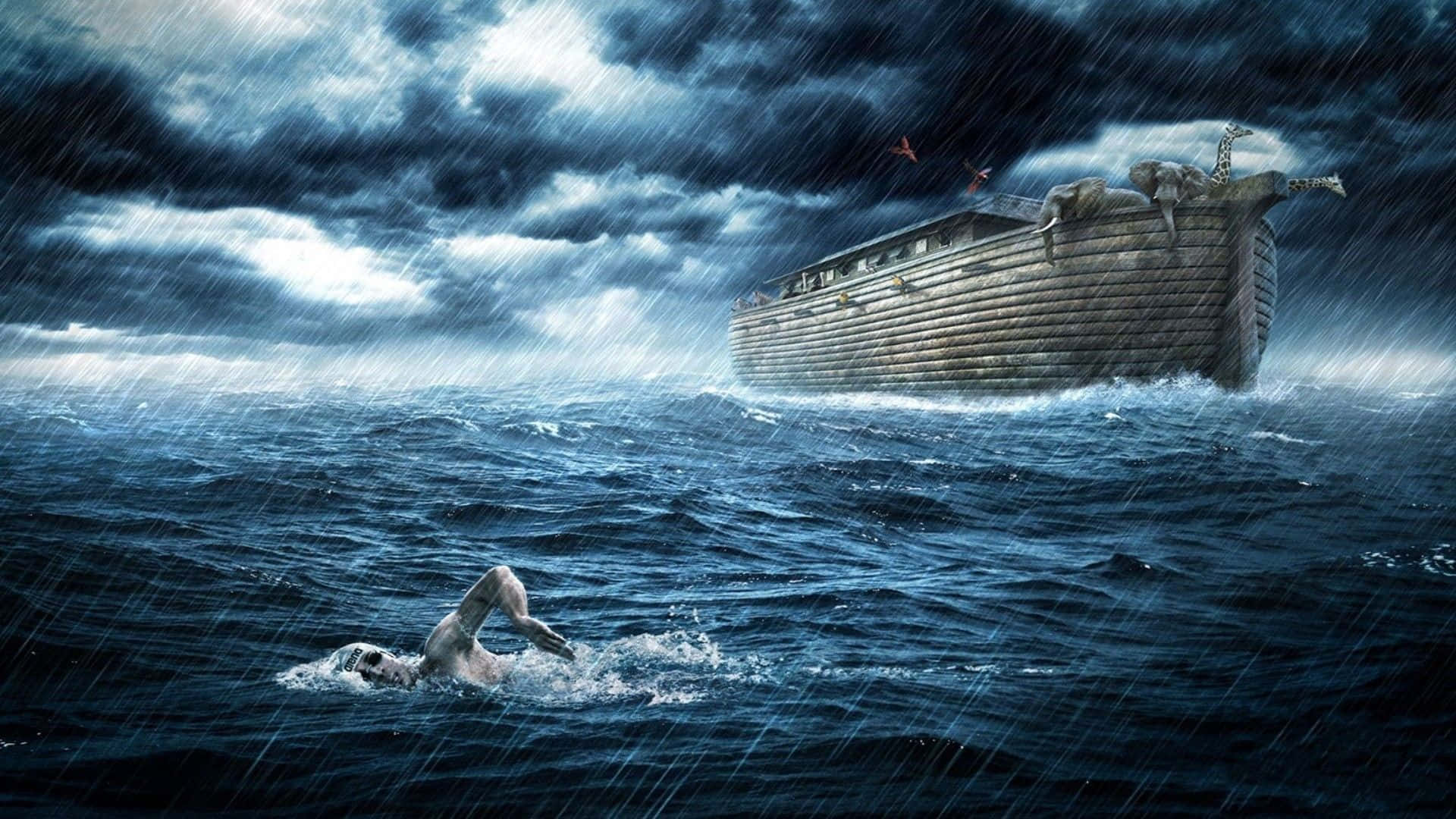 L'arcadi Noè Nell'oceano Sfondo