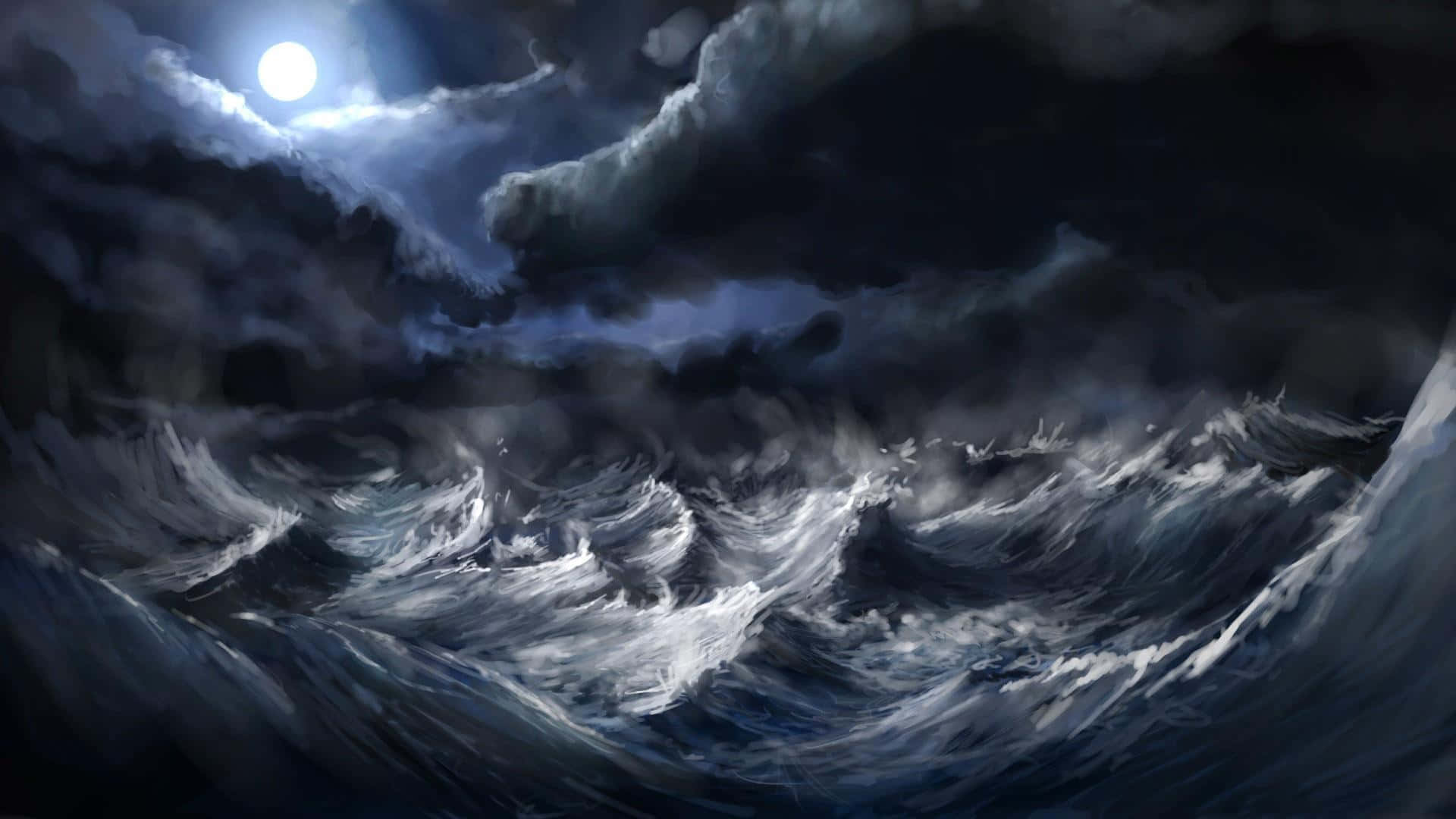 Grandionde Da Una Potente Tempesta Oceanica. Sfondo