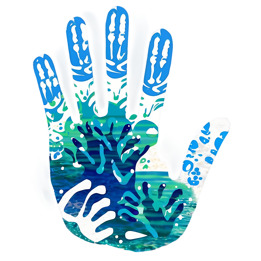 Ocean Themed Handprint Png 06212024 PNG