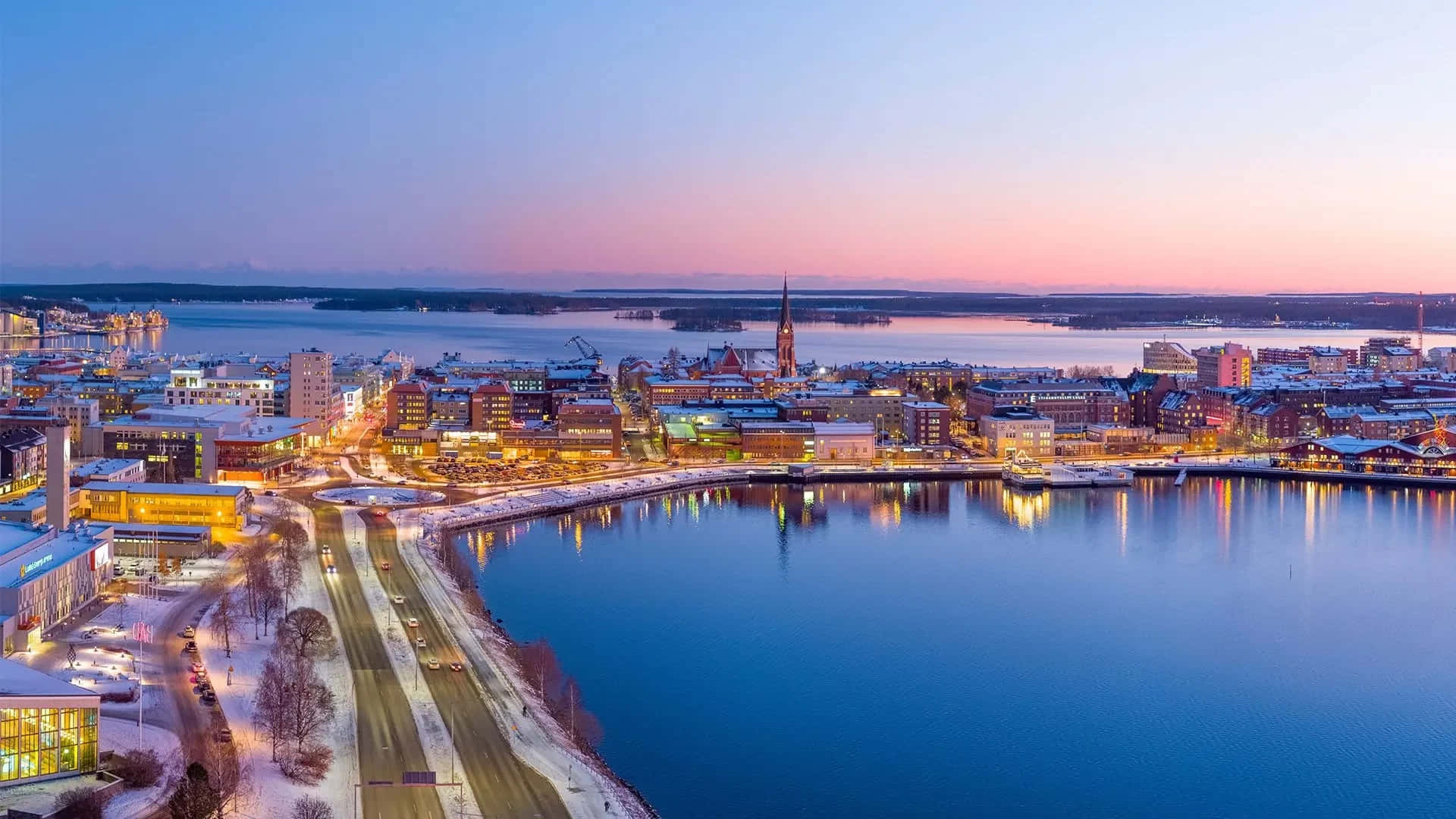 Ocean View Of The Beautiful City Of Luleå, Sweden Wallpaper
