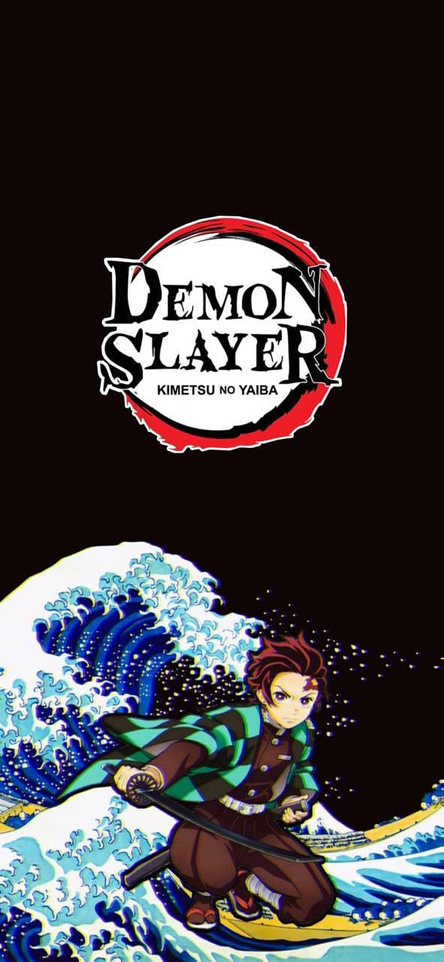Ocean Waves Demon Slayer Logo Wallpaper