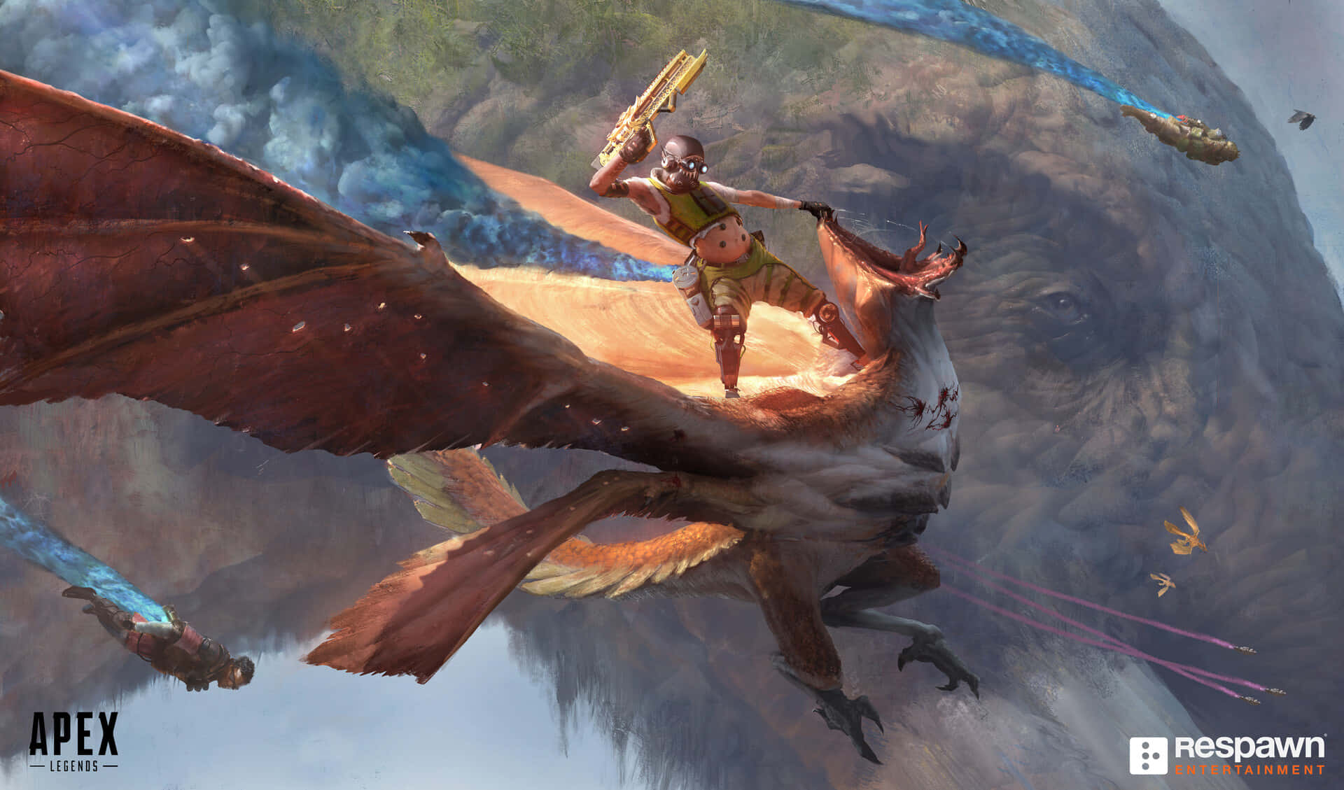 Einefrau Reitet Auf Einem Drachen Mit Einem Schwert. Wallpaper
