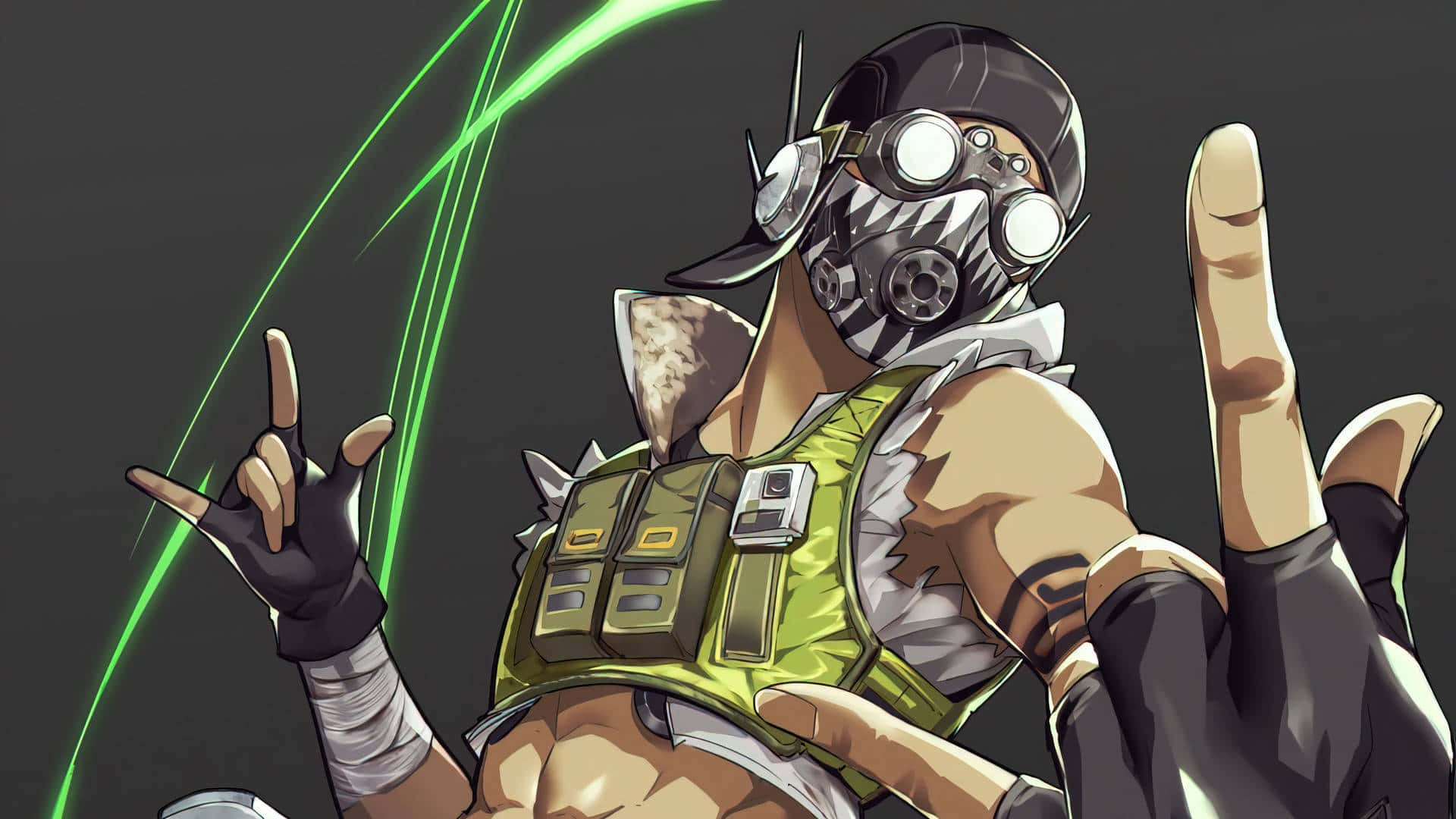 A Man In A Mask And Green Gear Wallpaper