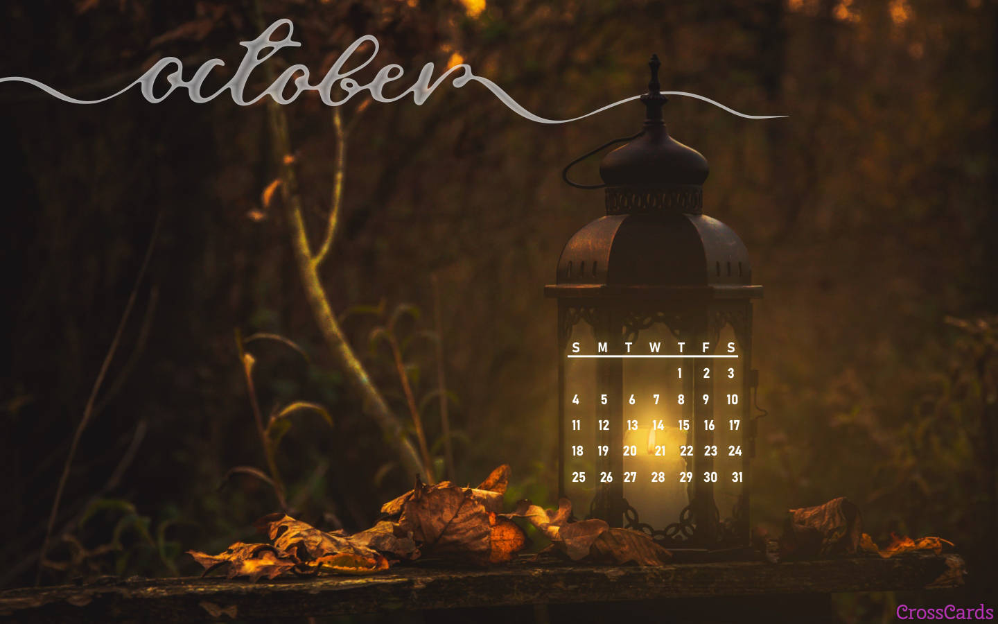October 2020 Calendar Lantern Wallpaper