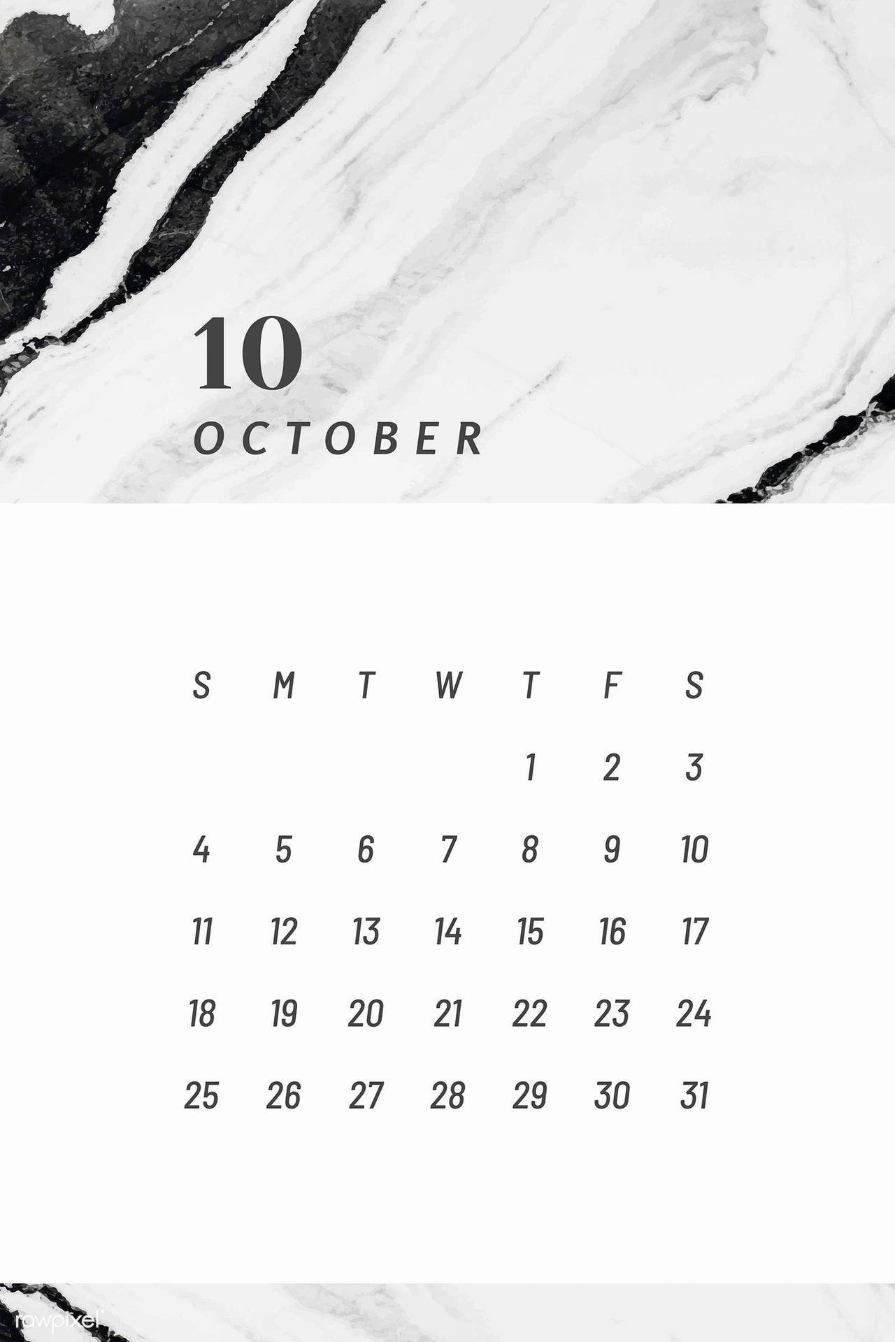 A Black And White Marble Calendar With A Black Background Wallpaper