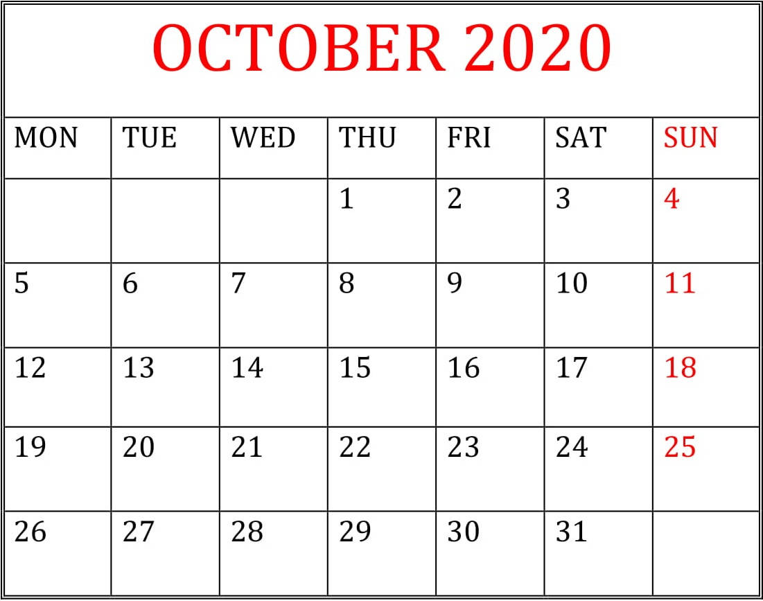 Gør hver måned tælle med oktober 2020 kalender! Wallpaper