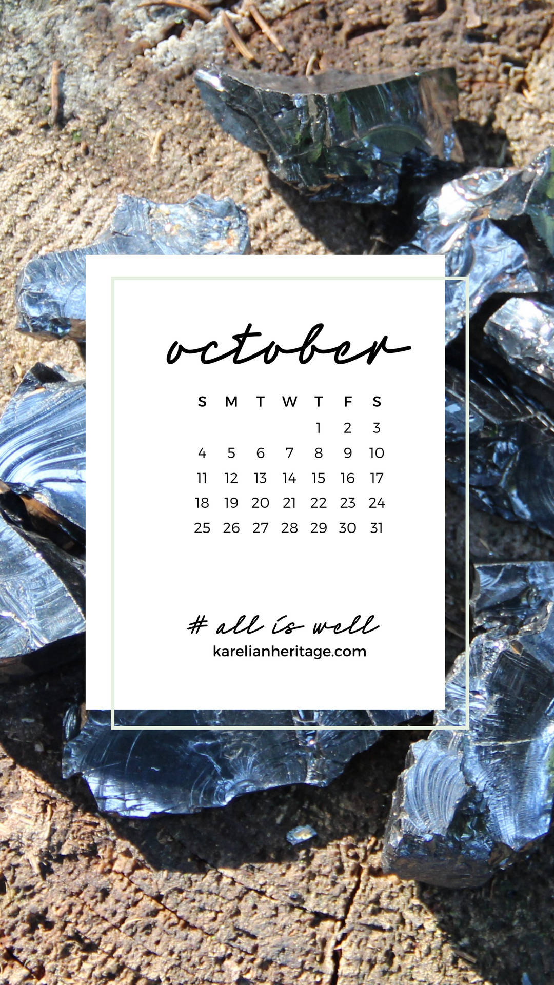 October 2020 Calendar Rocks Wallpaper