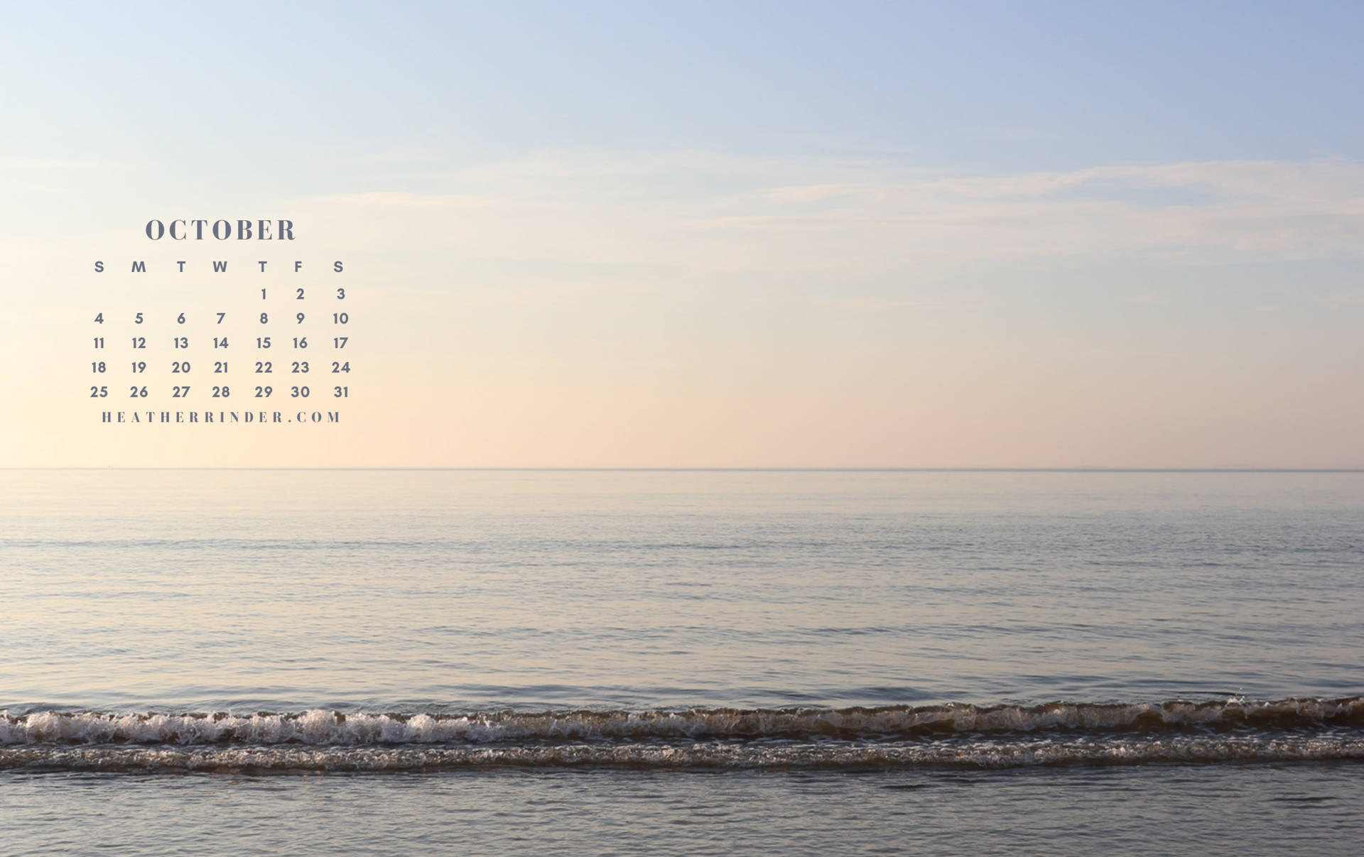 October 2020 Calendar Beach Wallpaper