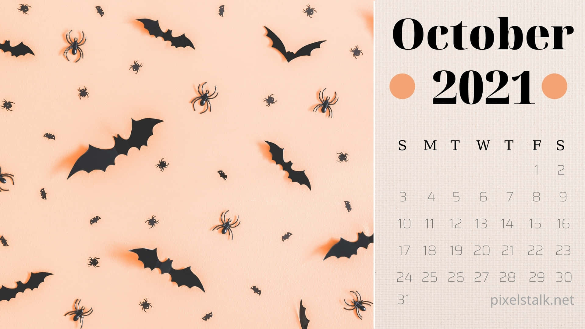 Oktober 2021 kalender med flagermus og flagermus Wallpaper