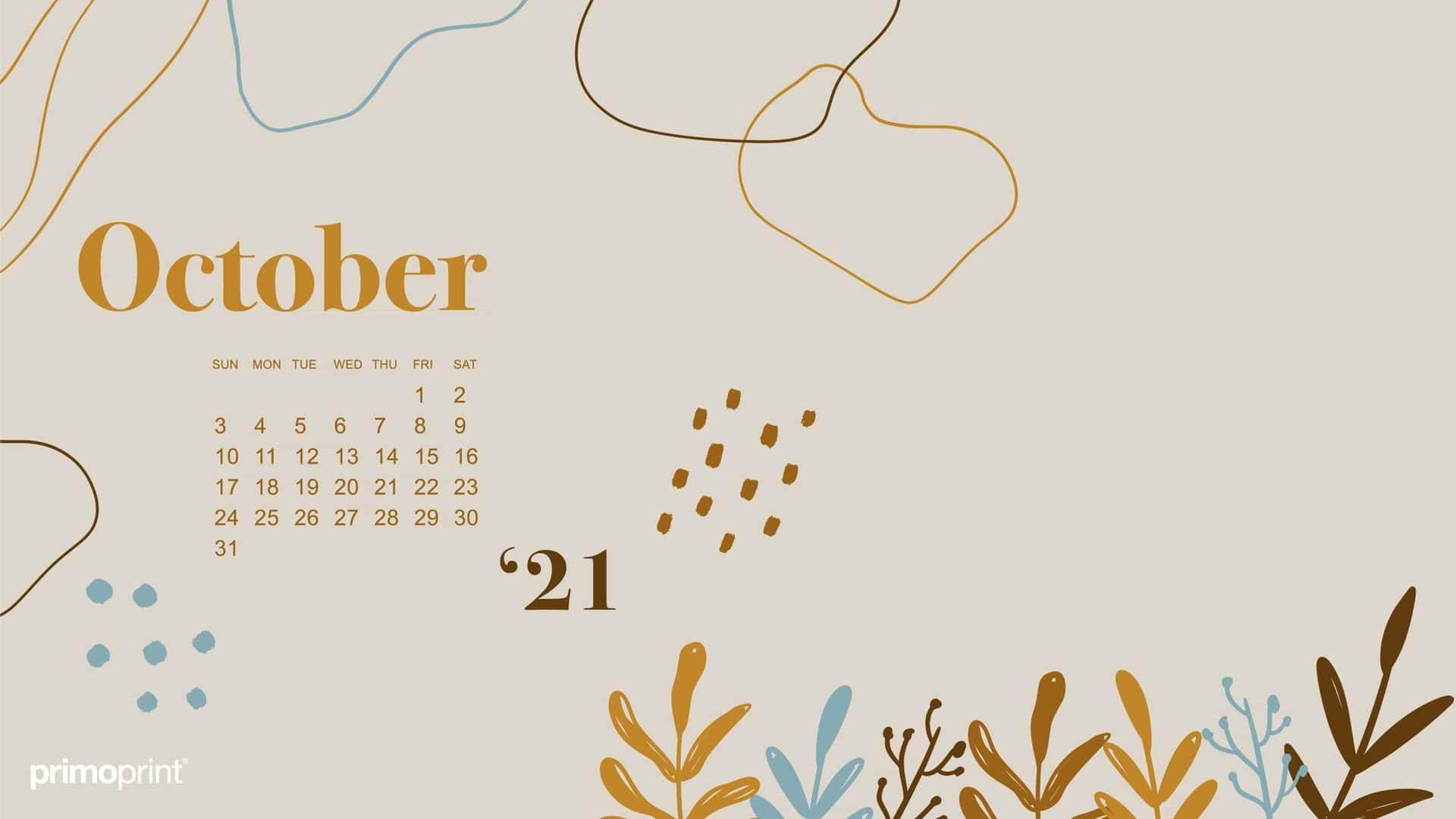 Fondode Pantalla De Calendario De Octubre Con Un Fondo Beige. Fondo de pantalla