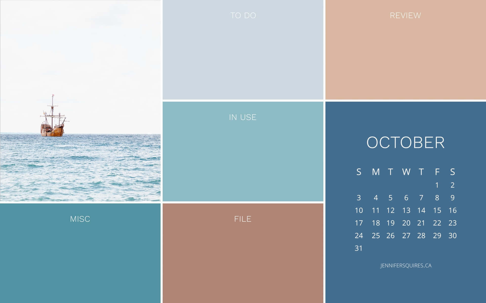 En kalender med et skib i havet Wallpaper