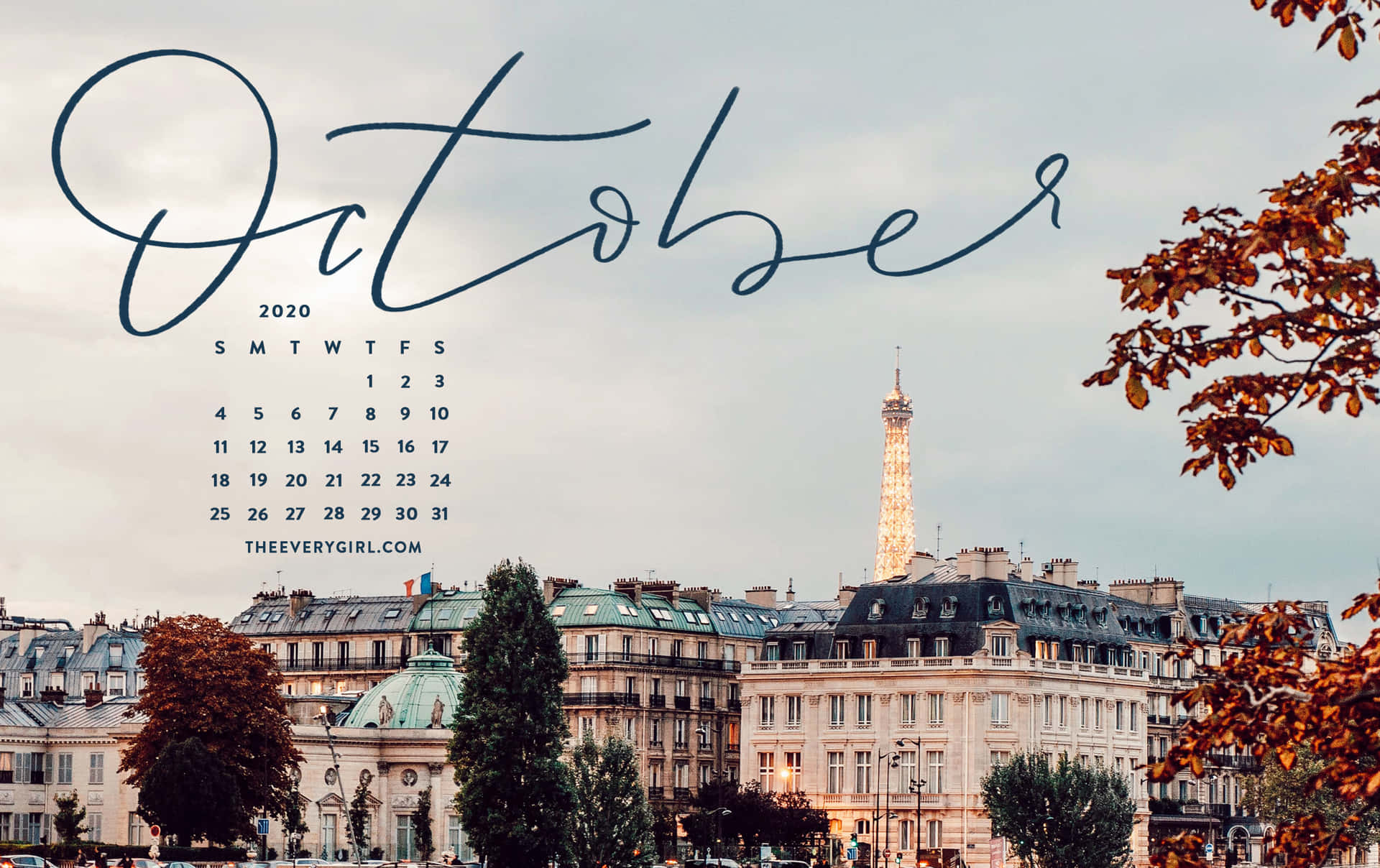 October Calendar With Handwritten Text Wallpaper