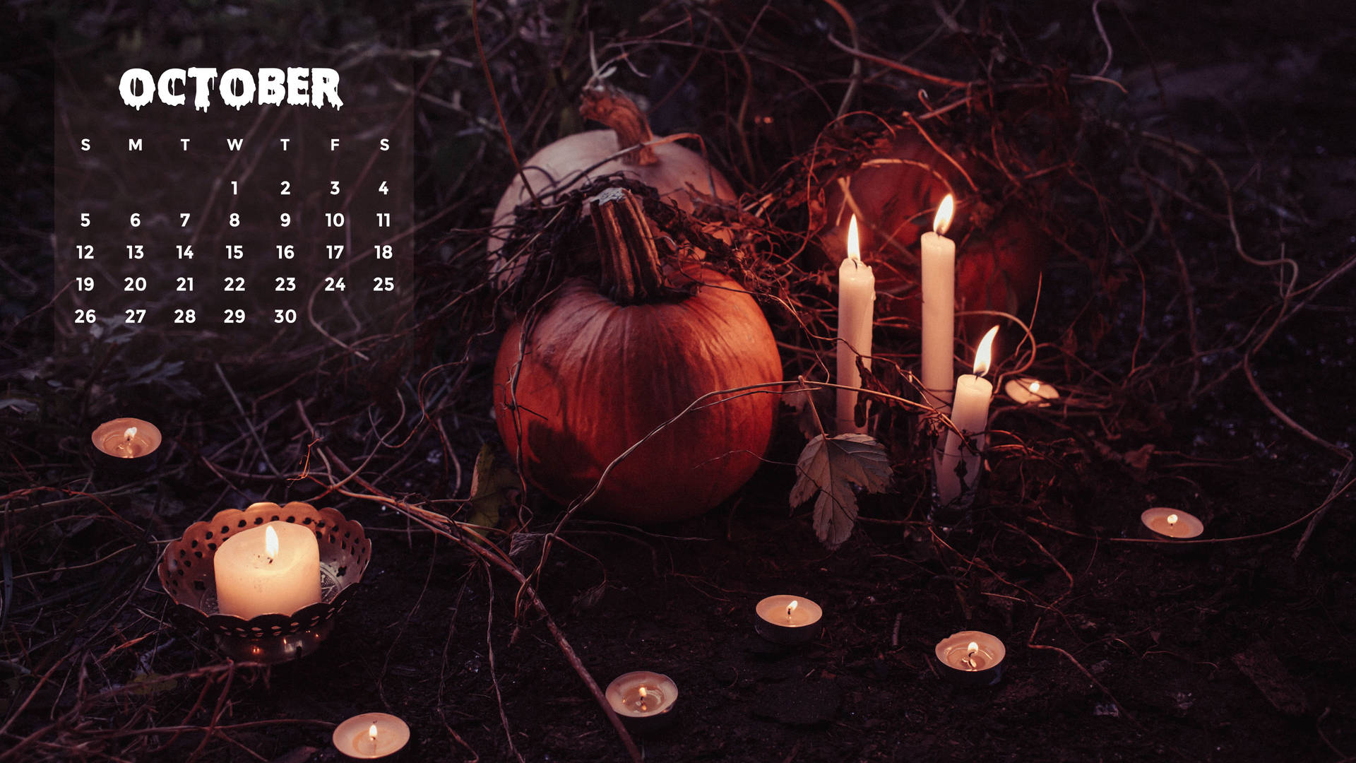 October 2021 Calendar Fall Halloween
