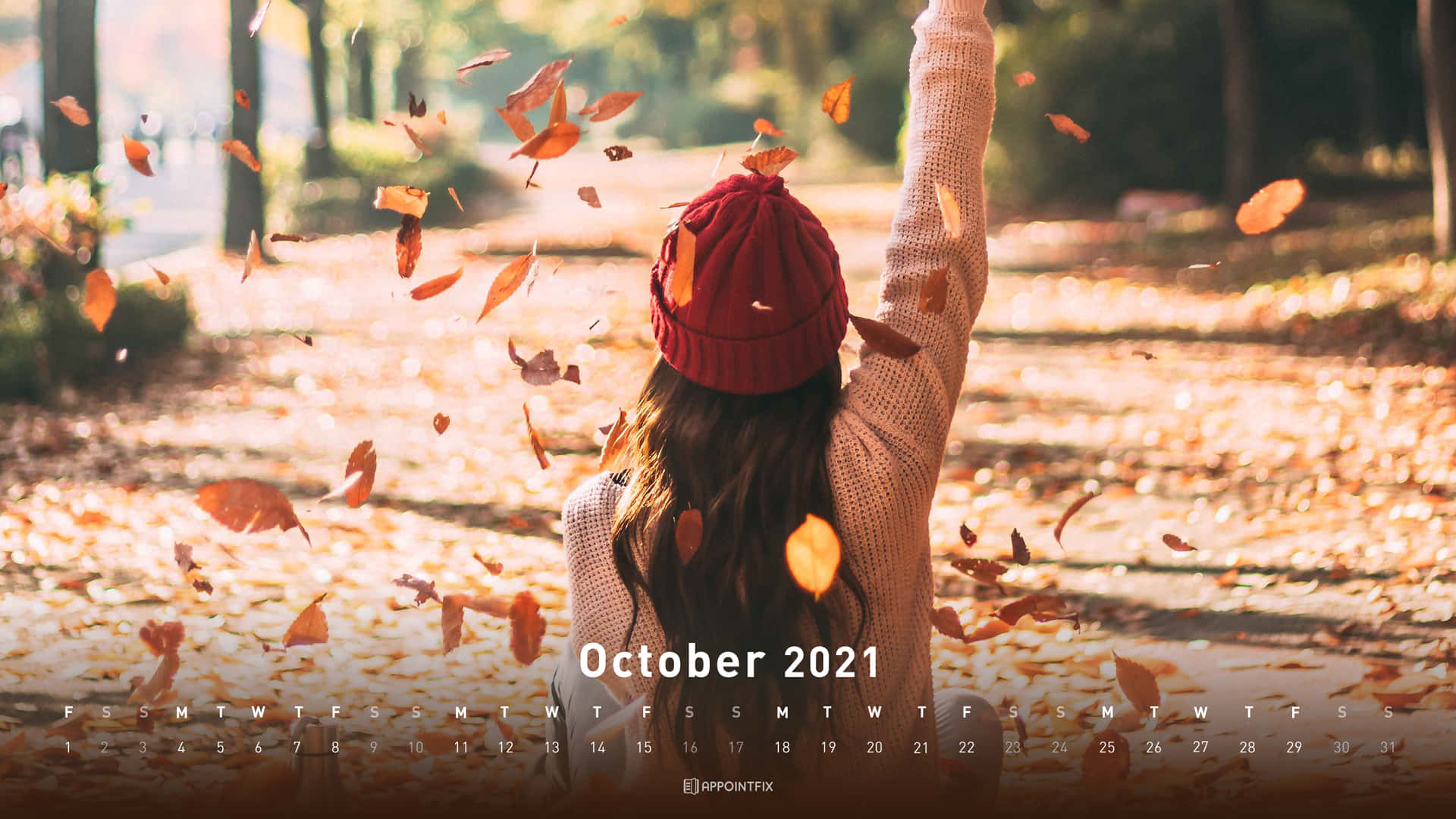 Oktober 2020-kalender med en kvinde i en hat Wallpaper