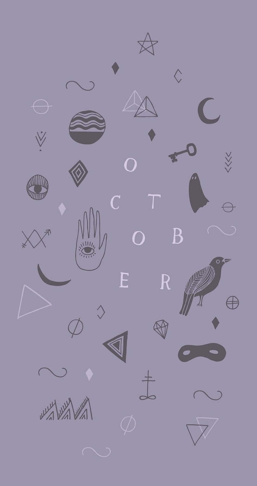 October Aesthetic Symbols Purple Wallpaper