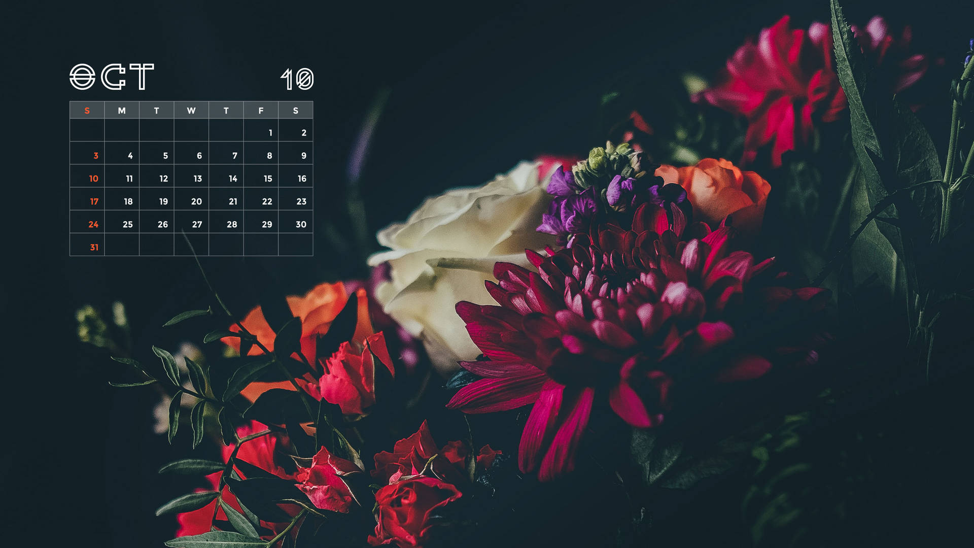 October Calendar 2021 Bouquet