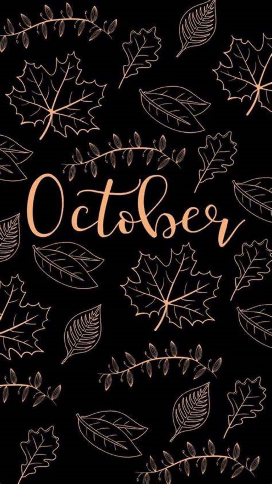 October Leaves On Black Pattern Iphone Wallpaper