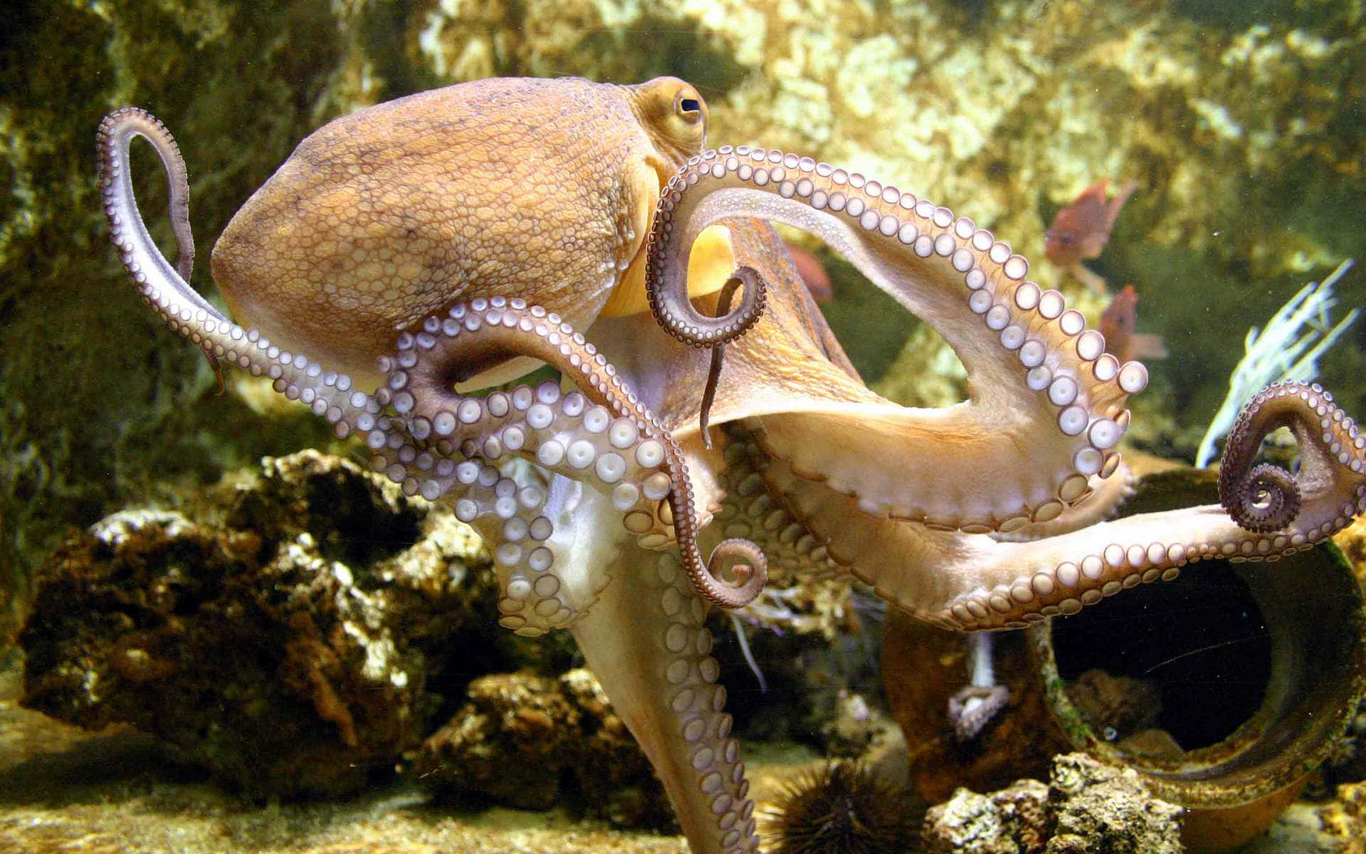 An octopus exploring the depths of the ocean
