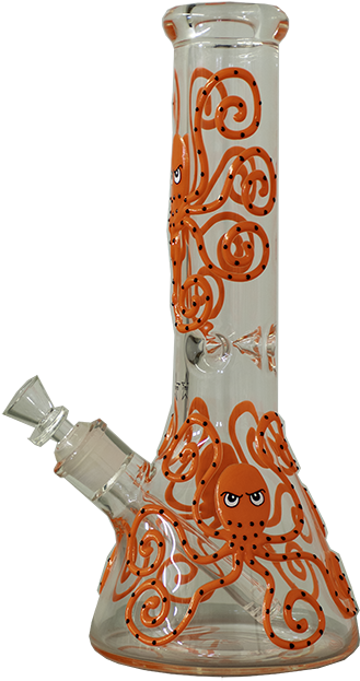 Octopus Design Glass Bong PNG