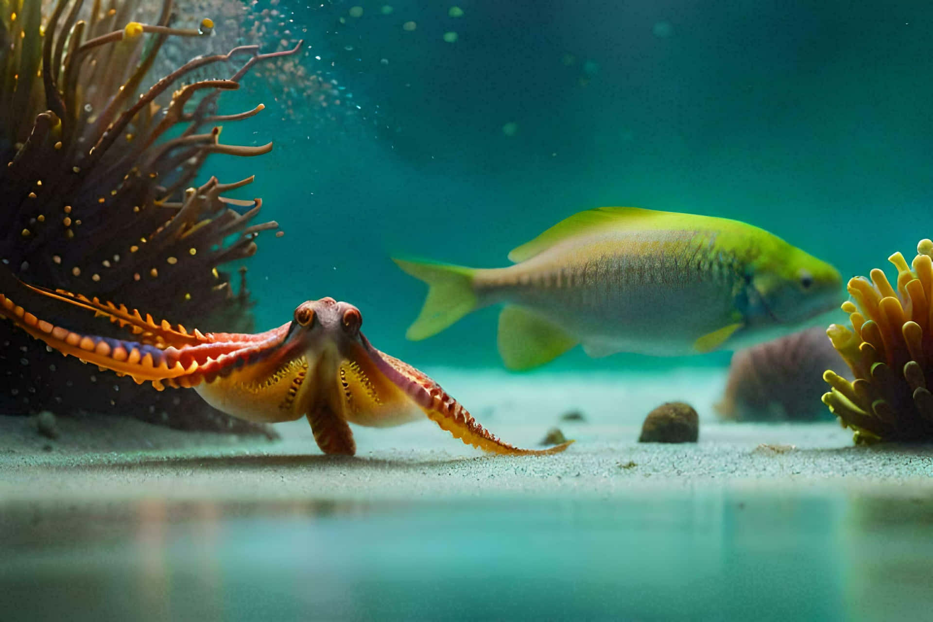 Octopusand Fish Underwater Scene.jpg Wallpaper