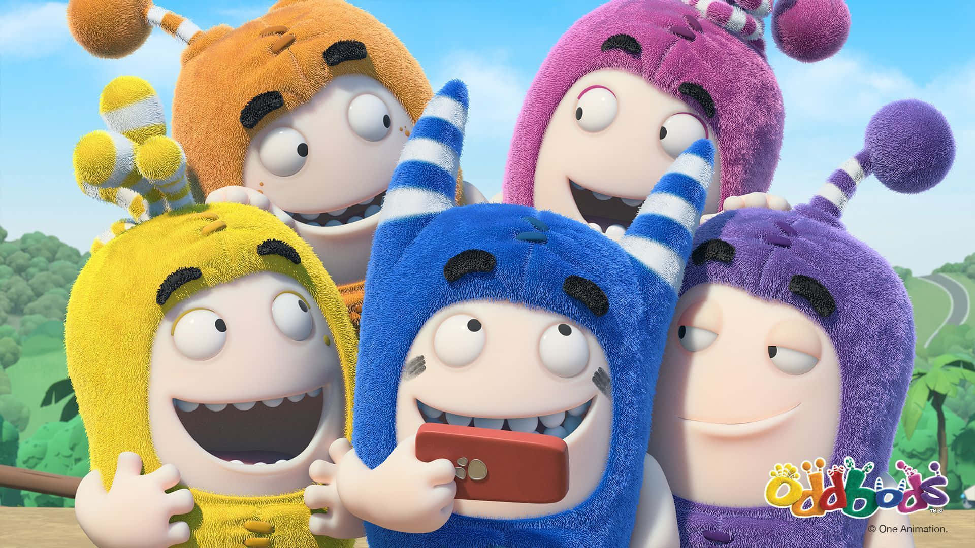 The Oddbods are all together for a fun filled adventure Wallpaper