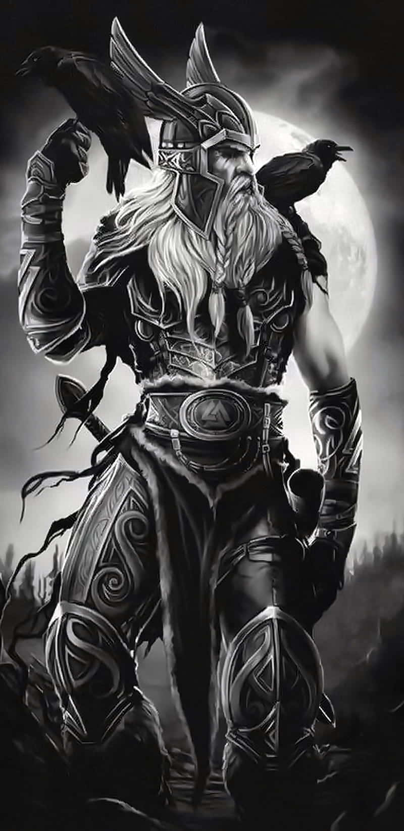 Odin_and_ Ravens_ Fantasy_ Artwork Wallpaper