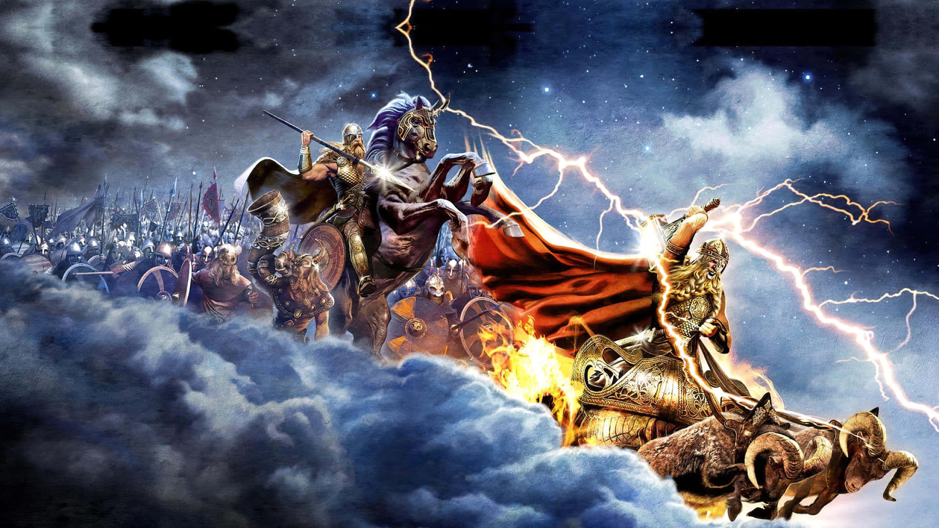 Odin Leading The Norse Gods In Battle Wallpaper