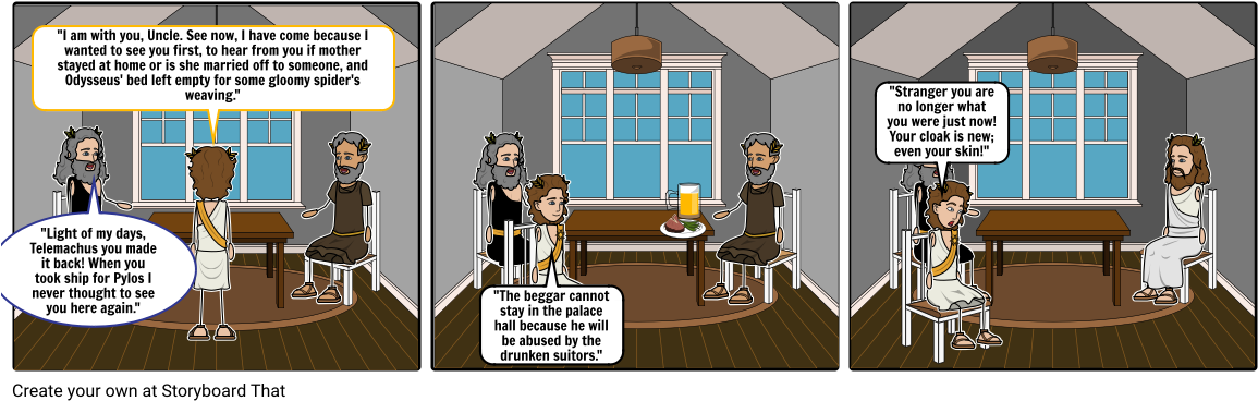 Odysseusand Telemachus Reunion Comic Strip PNG