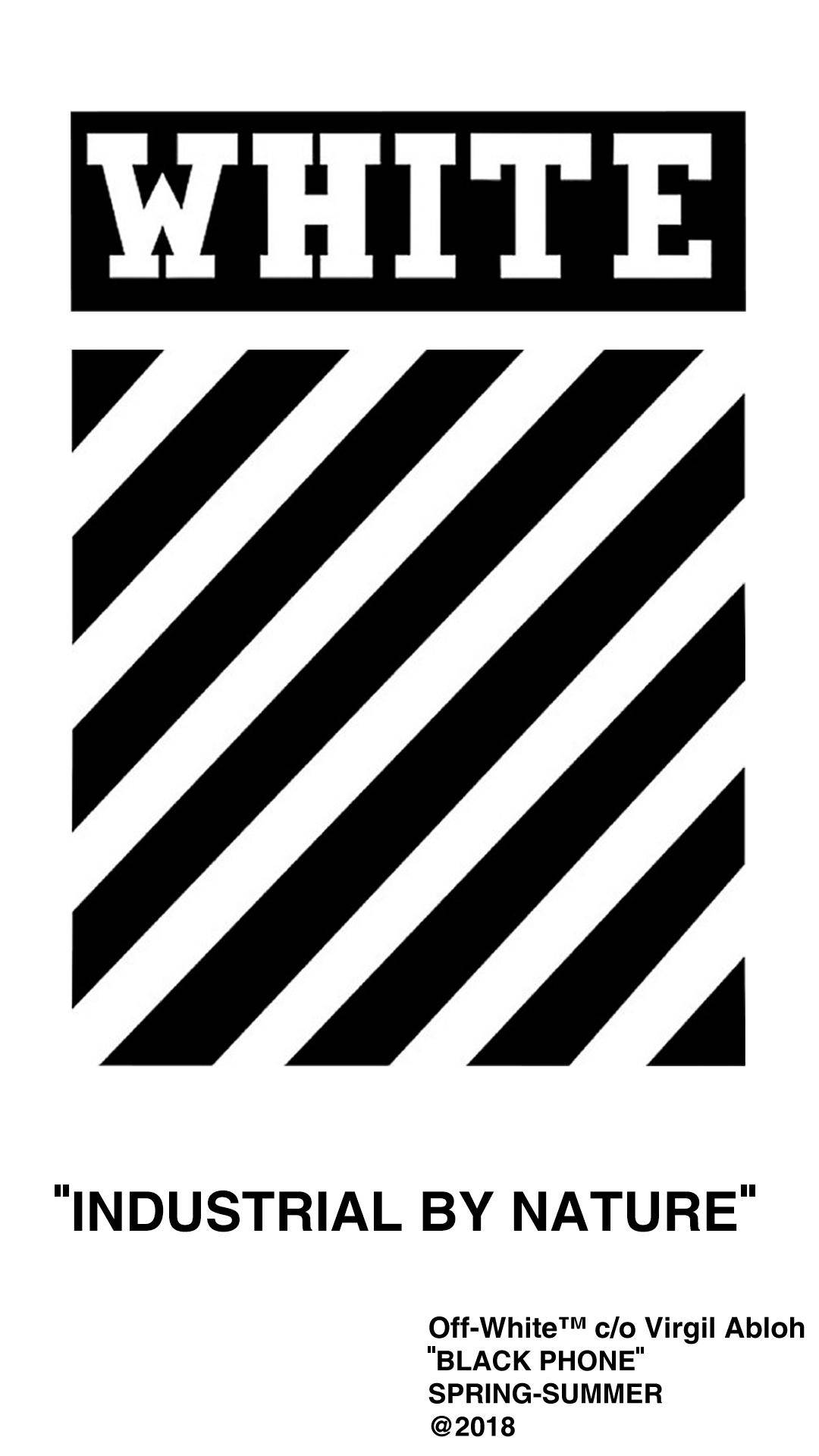 Take your style to the next level with the Off White Diagonal Stripes Logo Wallpaper