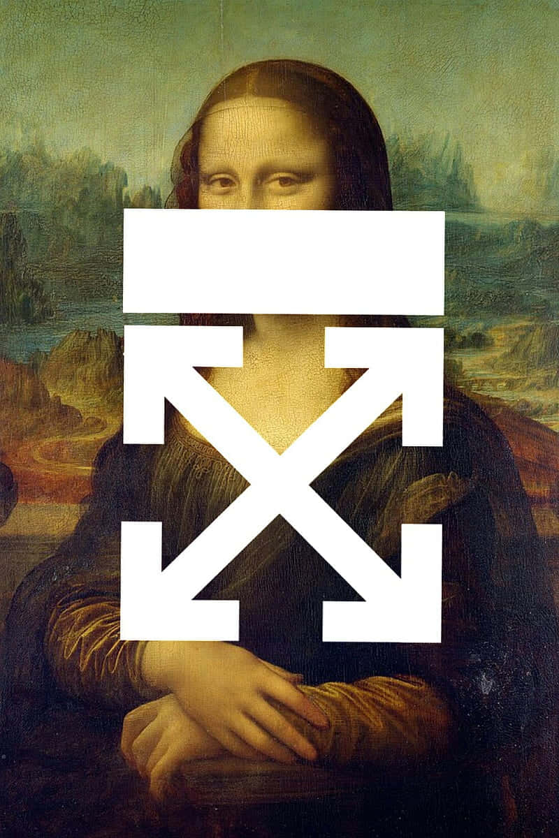 Pinturade La Mona Lisa En Un Iphone Color Blanco Roto. Fondo de pantalla