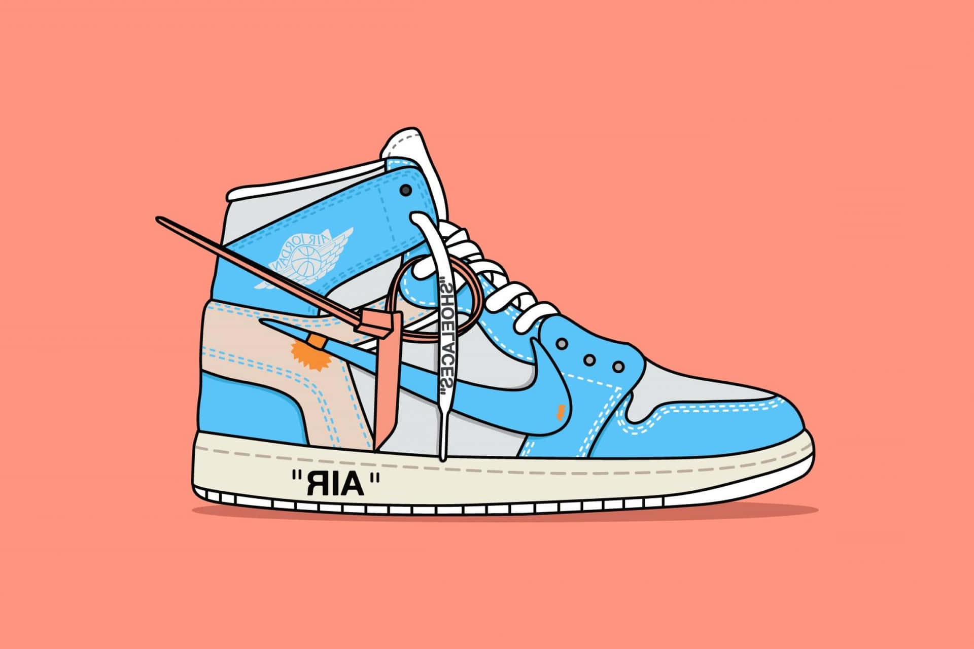 A Pair Of Sneakers With A Blue And White Shoe Wallpaper