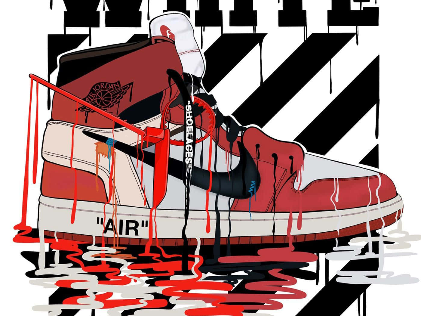 Envit - Färgad Sneaker Med Blod Som Droppar På Den Wallpaper