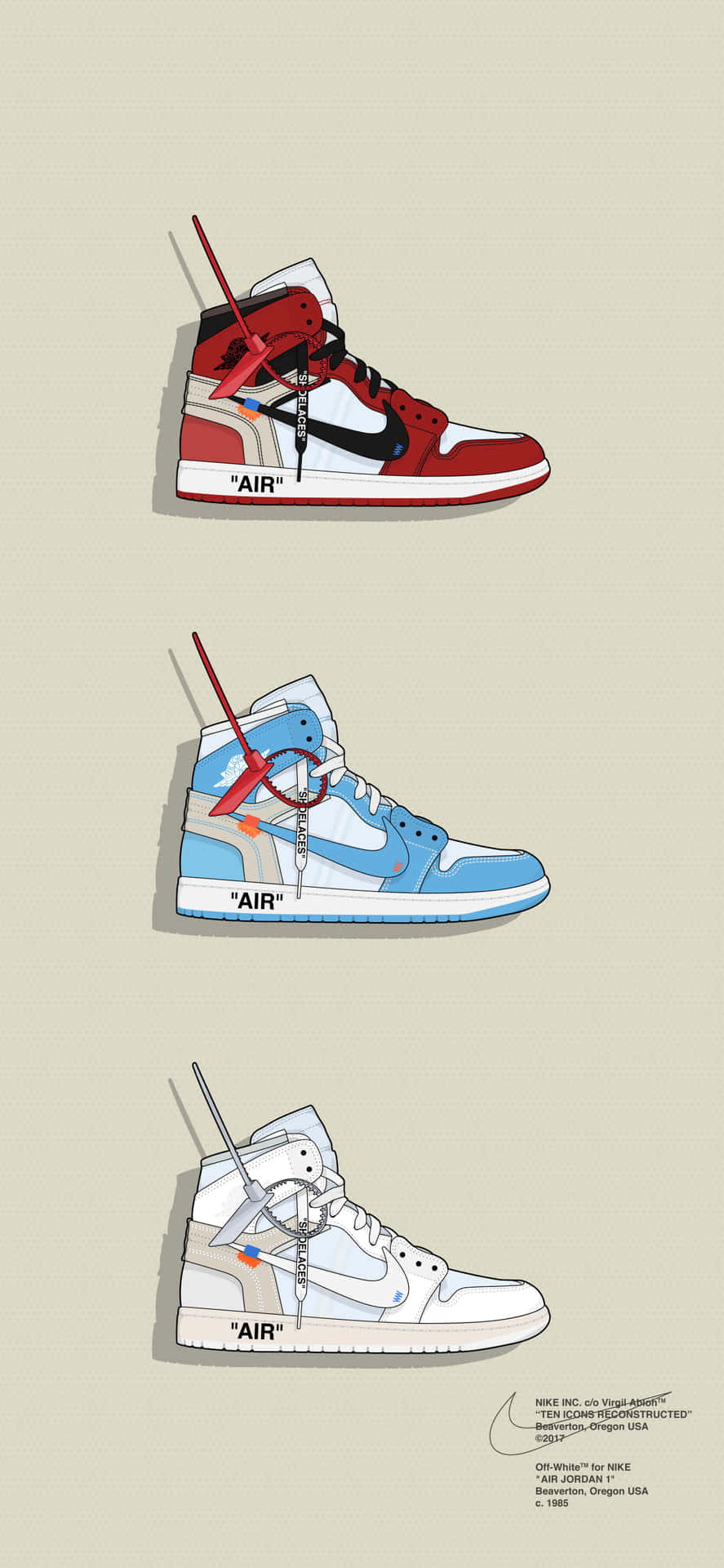 Dibujosde Las Zapatillas Jordan 1 En Color Blanco Roto Fondo de pantalla