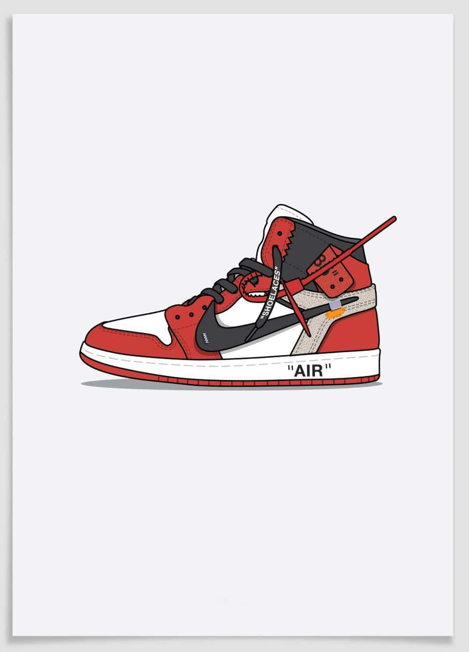 A Poster With A Red And White Air Jordan 1 Wallpaper