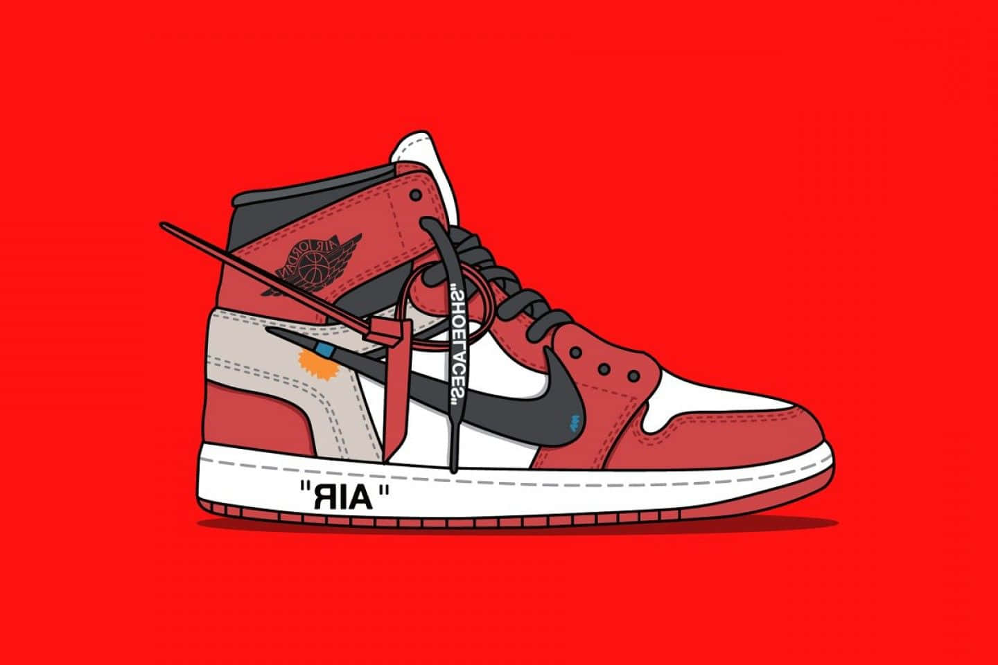 Take your sneaker game to the next level with the iconic Off White Jordan 1 Wallpaper