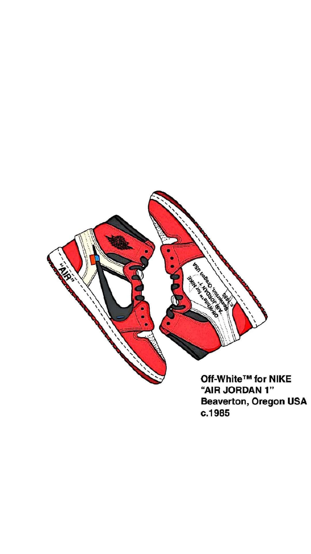 A Pair Of Air Jordan 1 Sneakers With A Red And White Design Wallpaper
