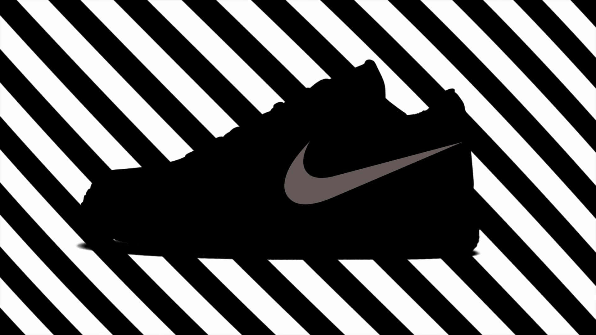 Nike Air Force 1 Silhouette On A Black And White Striped Background Wallpaper