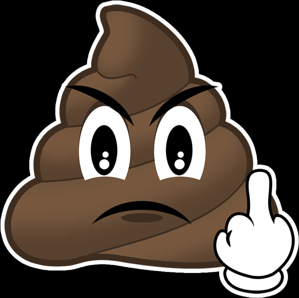 Offensive Emoji_ Poop Character_ Flipping Off PNG