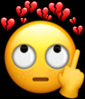Offensive Gesture Emoji Broken Hearts PNG