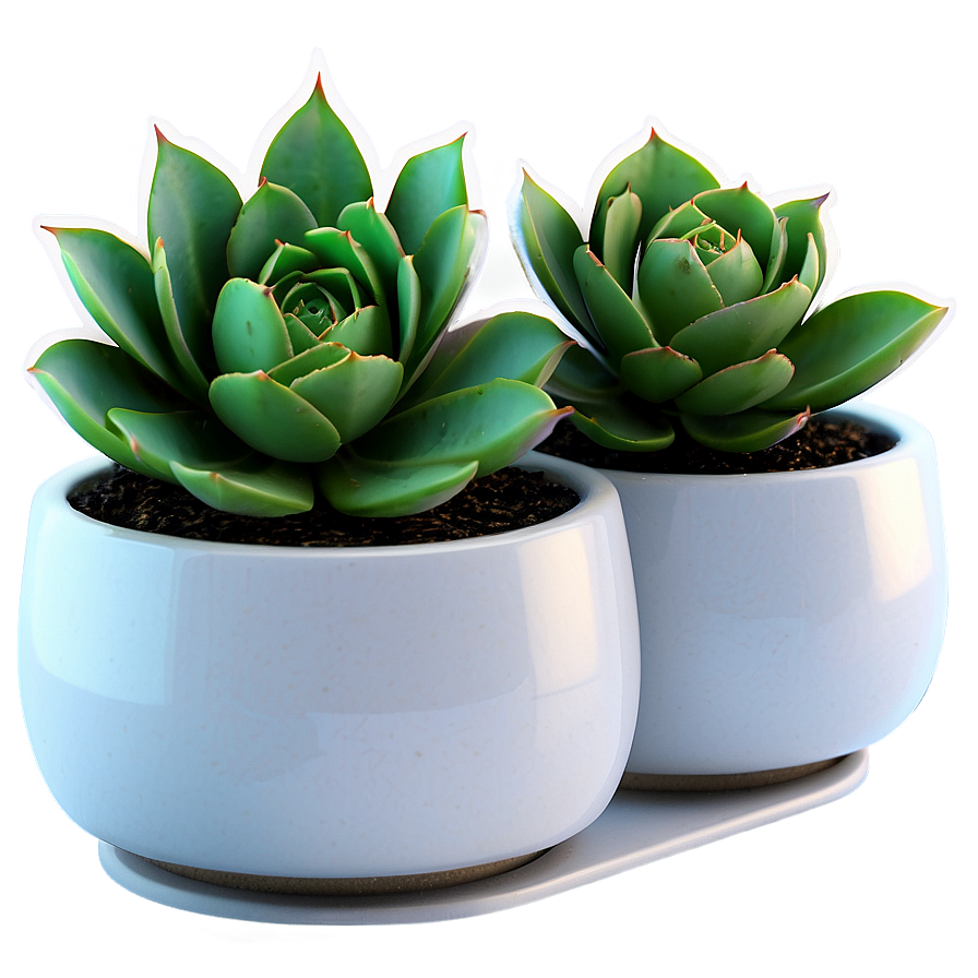 Office Desk Succulents Png 06212024 PNG