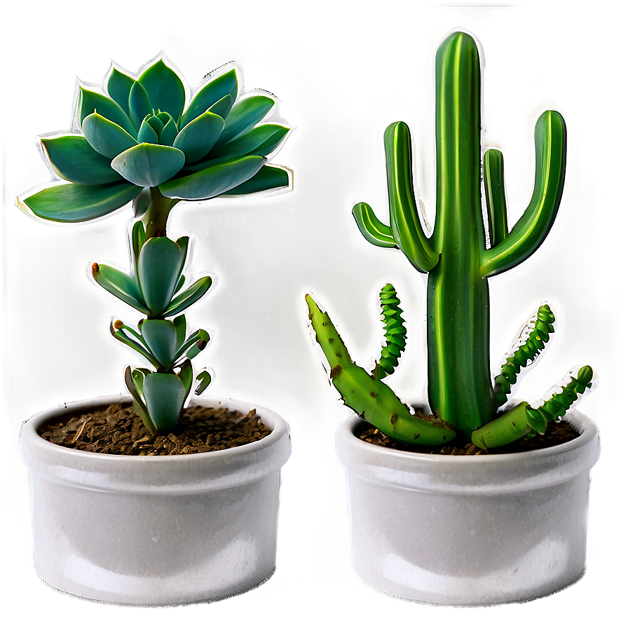 Office Desk Succulents Png 06212024 PNG