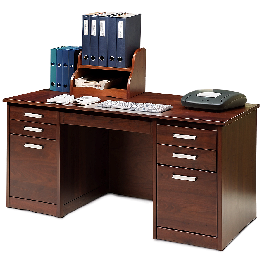 Office Desk With Drawers Png Rvf PNG