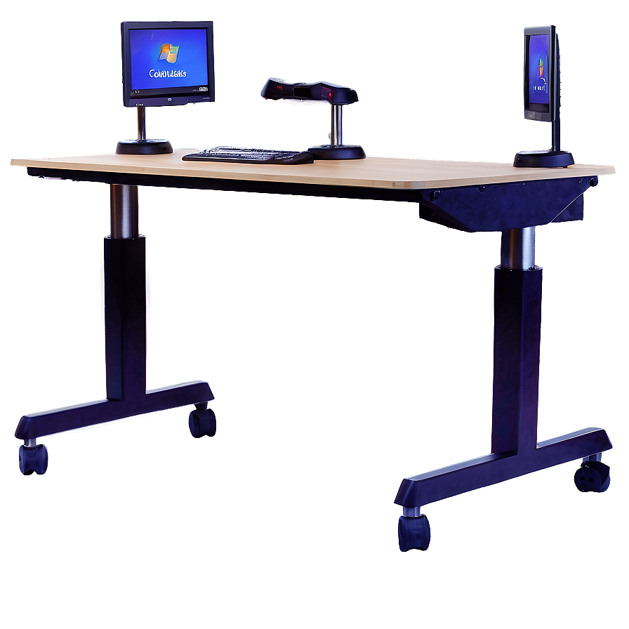 Office Desk With Monitor Stand Png Bfj PNG