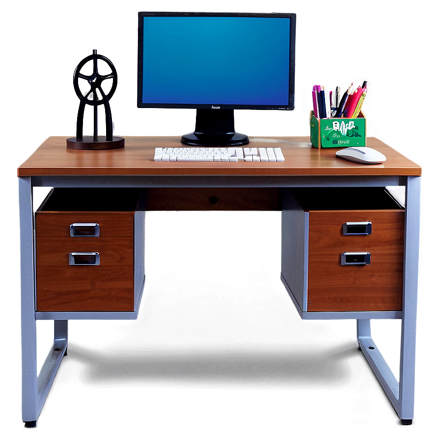 Office Desk With Monitor Stand Png Qjn PNG