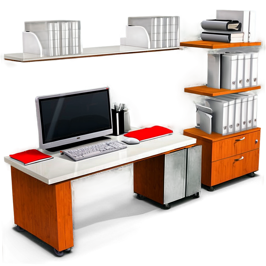 Office Desk With Shelves Png 06122024 PNG