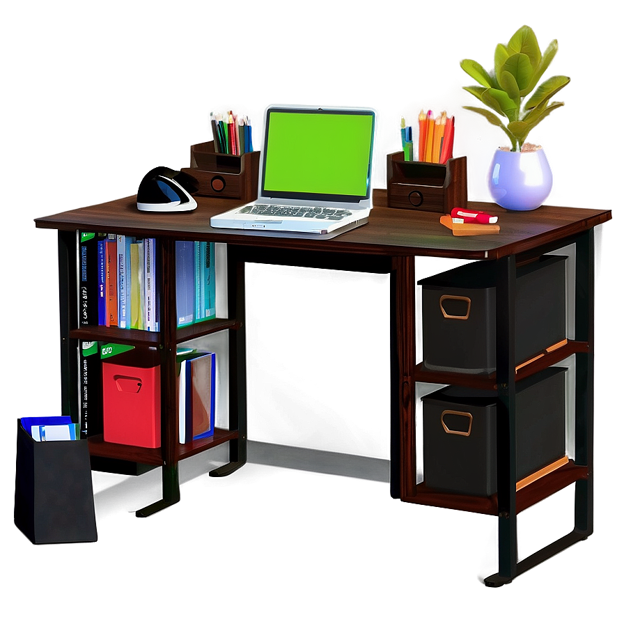 Office Desk With Storage Png 06122024 PNG